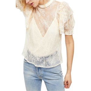 𝅺free People Secret Admirer Blouse Ivory S